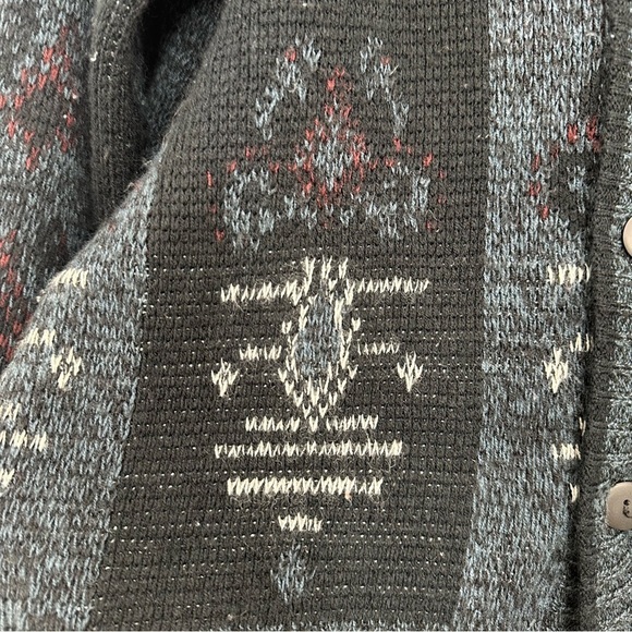 Expressions Vintage Argyle Longline Cardigan Navy Grey Eclectic Grandpacore L - Picture 2 of 7